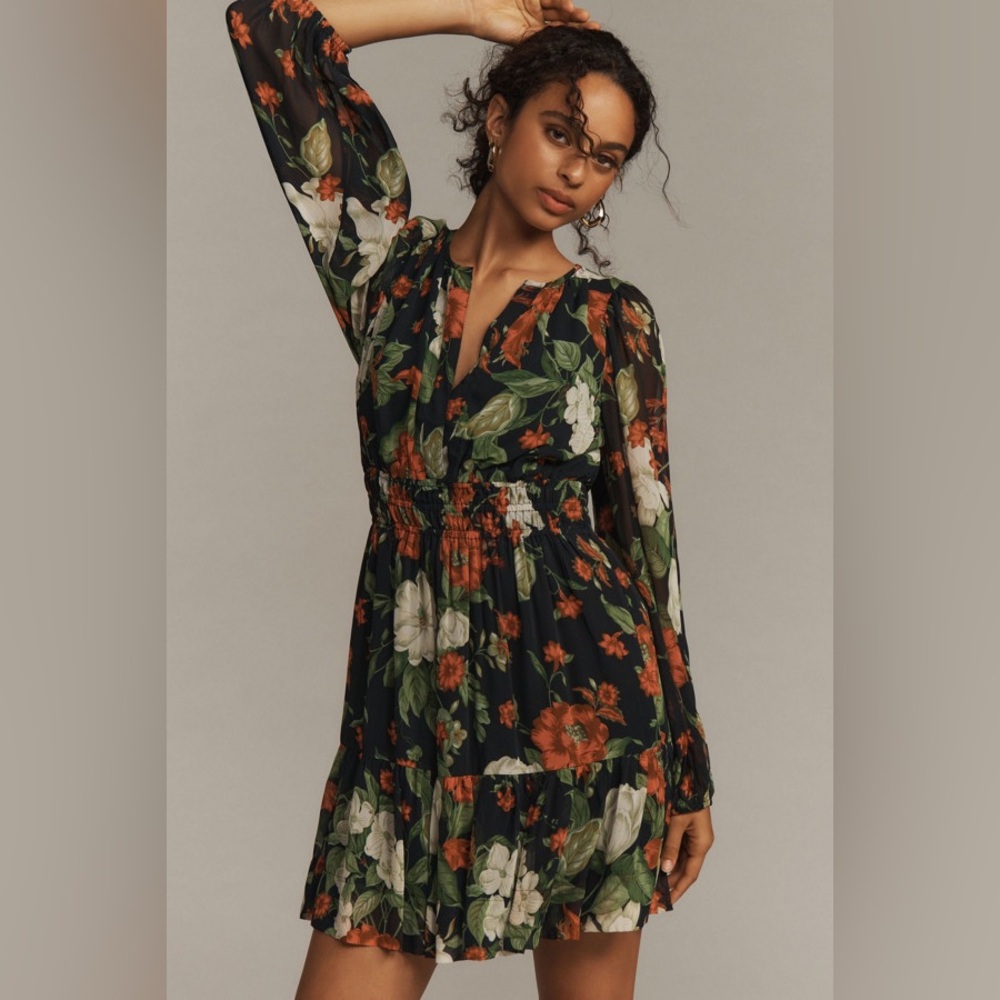 Anthropologie Somerset long sleeve Floral Mini Dress